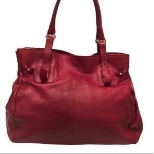 Furla let red top handle leather tote bag